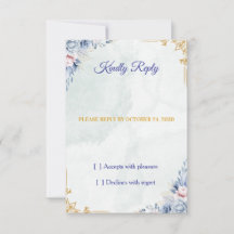 Elegant dammig blå blomsterbröllop RSVP-kort