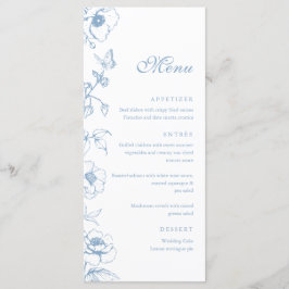 Elegant dammig blå blomsterbröllops meny