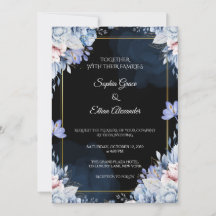 Elegant dammig blå blomstergestaltad marinblå bröl