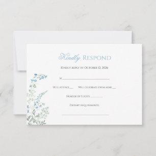 Elegant dammig blå blomsterkaligrafi OSA kort