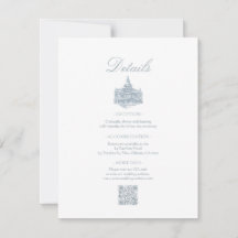 Elegant dammig blå blomsterkant Bröllopsdetaljer