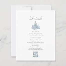 Elegant dammig blå blomsterkant Bröllopsdetaljer Anteckningskort