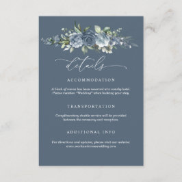 Elegant dammig blå blomsterlig bröllopsföljekort tilläggskort