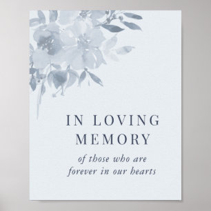 Elegant dammig blå blomstermässa till minne av poster