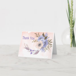 Elegant dammig blå blomstermönstrad bröllop tackko tack kort