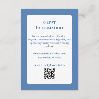 Elegant dammig blå blomstermönstrad QR-kod Bröllop Tilläggskort