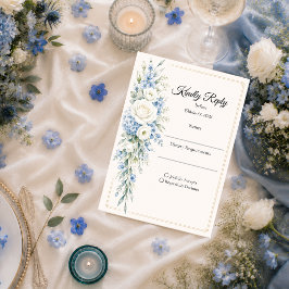 Elegant dammig blå blomsterromantisk bröllop OSA kort