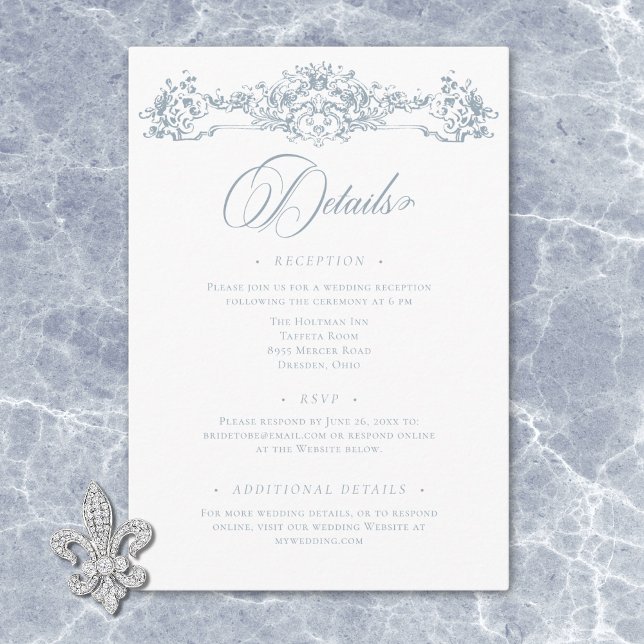 Elegant dammig blå chinoiserie kerub bröllop tilläggskort (Elegant Dusty Blue Chinoiserie Cherub Wedding Enclosure Card)