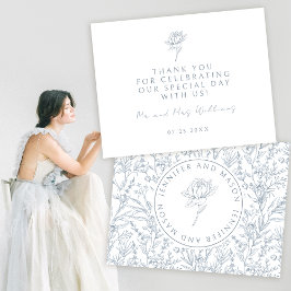 Elegant, dammig blå Fransk bröllop, tack för dina  Kort