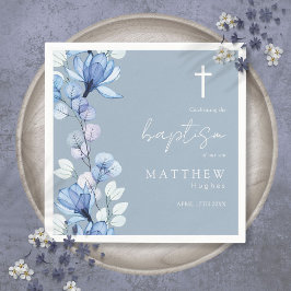 Elegant dammig blå genomskinlig blomsterdop pappersservett