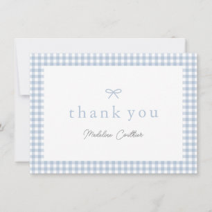 Elegant dammig blå gingham pojkar baby shower tack kort