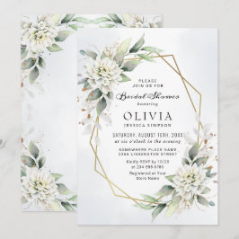 Elegant dammig blå grönska bröllopsdusch inbjudningar