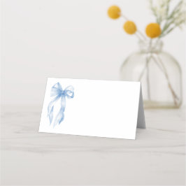 Elegant dammig blå handritad bröllopsdusch båge placeringskort