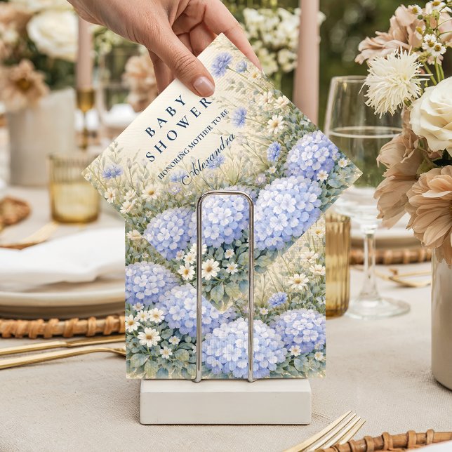 Elegant dammig blå hortensia garden baby shower pappersservett (Skapare uppladdad)