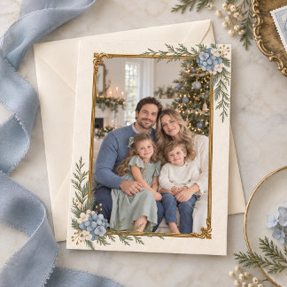 Elegant dammig blå hortensia God Jul-fotografi Julkort