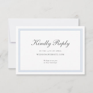 Elegant dammig blå klassisk bröllops-RSVP-kort OSA Kort