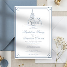 Elegant dammig blå kristen kapell kyrka bröllop