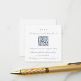 Elegant dammig blå liten online-RSVP QR-kod Tilläggskort