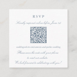 Elegant dammig blå liten online-RSVP QR-kod Tilläggskort