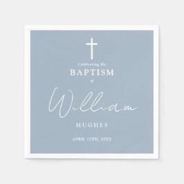 Elegant dammig blå minimalistisk dop- eller konfir pappersservett