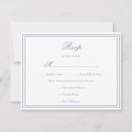 Elegant dammig blå minimalistisk enkel ram bröllop OSA kort
