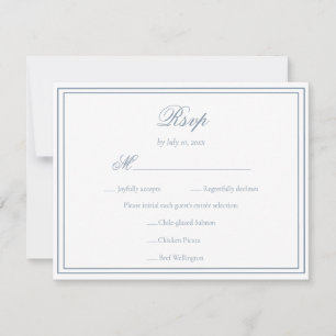 Elegant dammig blå minimalistisk enkel ram bröllop OSA kort