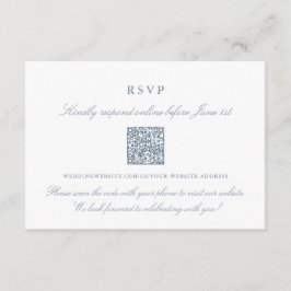 Elegant dammig blå online RSVP QR-kod Tilläggskort
