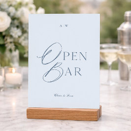 Elegant dammig blå öppen bar bröllopsskylt inbjudningar