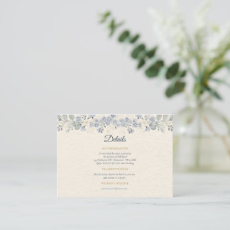 Elegant dammig blå peony fransk blomsterbröllop tilläggskort