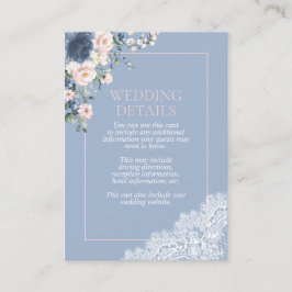 Elegant dammig blå rosafärgad blommig spetsdetalj tilläggskort