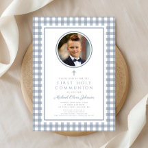 Elegant dammig blå rosett foto pojke första kommun