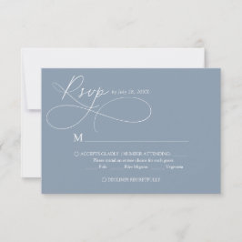 Elegant dammig blå script kalligrafi bröllop OSA kort