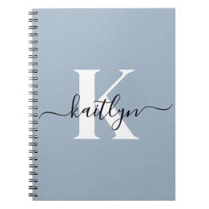 Elegant dammig blå scriptmonogram anteckningsbok