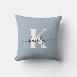 Elegant dammig blå scriptmonogram kudde