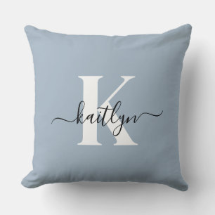Elegant dammig blå scriptmonogram kudde