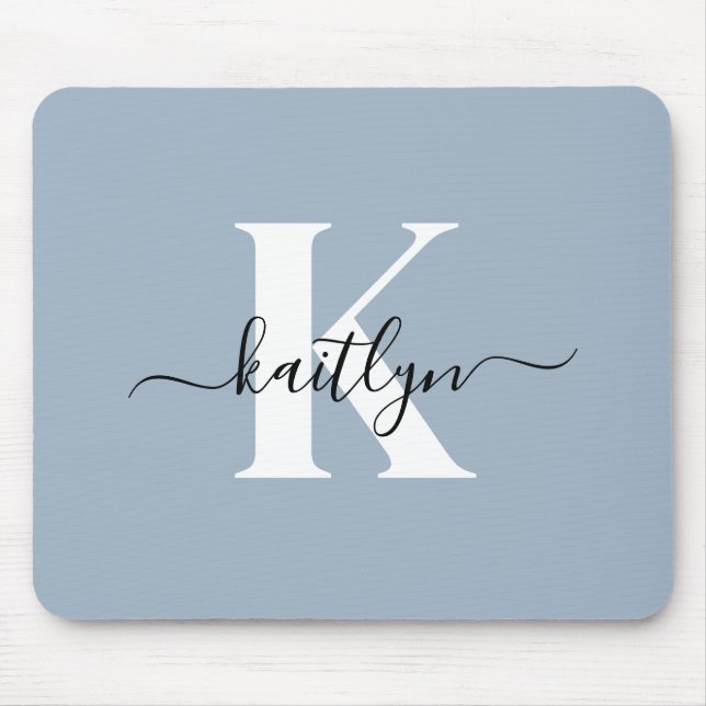 Elegant dammig blå scriptmonogram musmatta (Framsidan)