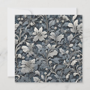 Elegant dammig blå silver-vit grått-blommigt inbjudningar