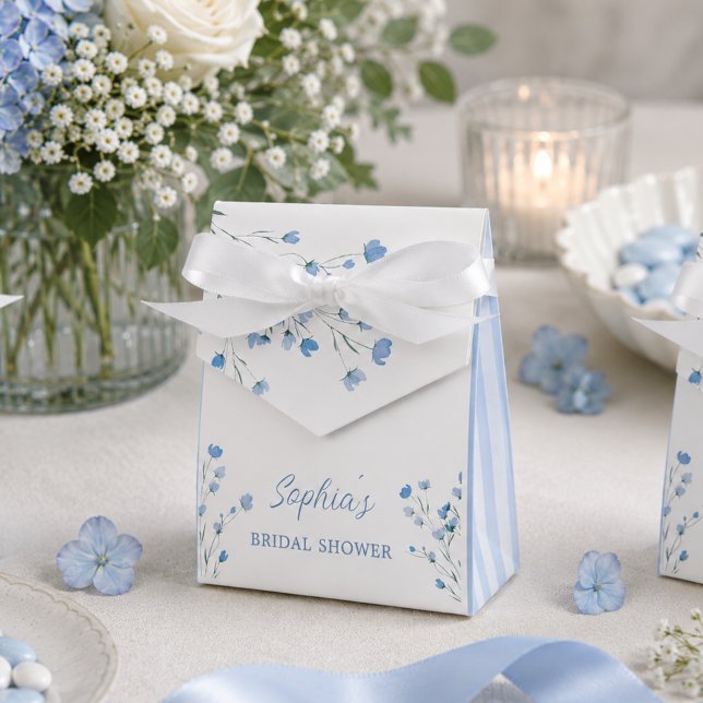 Elegant dammig blå slinga Coquette bröllopsdusch Presentaskar (Elegant Blue bow Coquette bridal Shower Thank you favor gift boxes)