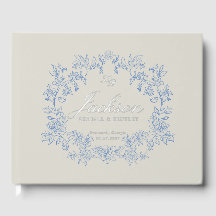 Elegant dammig blå Toile blommig viktoriansk bröll