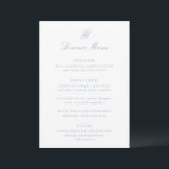 Elegant dammig blå traditionell bröllop meny<br><div class="desc">Klassiska bröllopsmenyer med en enkel och tidlös design med elegant skript och traditionella serif-teckensnitt.</div>