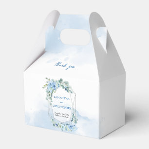 Elegant, dammig, blå vattenfärg blommigt silver ra presentaskar