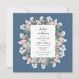 Elegant dammig, blå vattenfärgsdusch inbjudningar