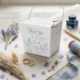 Elegant dammig blå vildblomma bröllop tack presentaskar