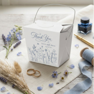 Elegant dammig blå vildblomma bröllop tack presentaskar