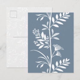 Elegant dammig blå vildblomma silhuett konst vykort