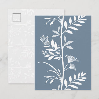 Elegant dammig blå vildblomma silhuett konst vykort