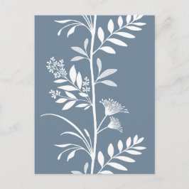 Elegant dammig blå vildblomma silhuett konst vykort