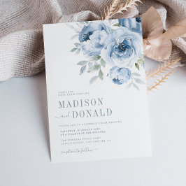 elegant dammig bröllopsinbjudan till blåa blommor inbjudningar