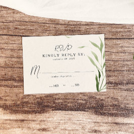 Elegant dammig grönska blad bröllop OSA kort