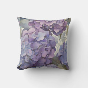 Elegant dammig lila blue water color hydrangeas kudde